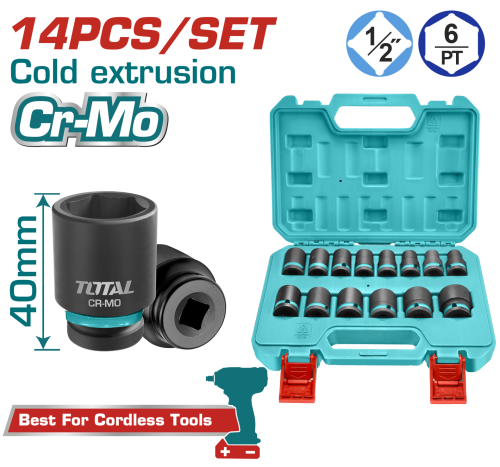 14 PARÇA 1/2” ALTI KÖŞE DARBELİ LOKMA SETİ